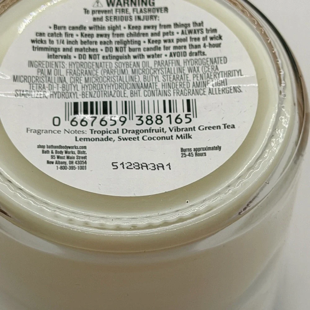 NWT Bath & Body Works Iced Dragonfruit Tea Single Wick Candle 40 hour burn time - Picture 4 of 5